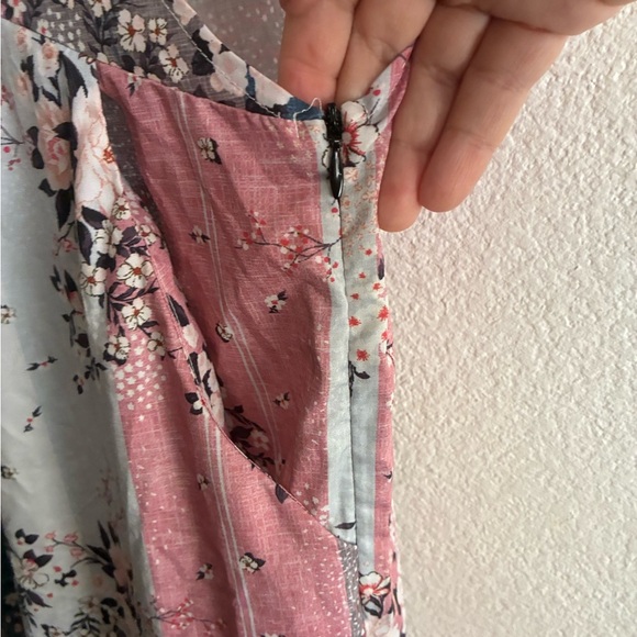 Bohemian Floral Multiprint Jumpsuit - Pink, Blue, Cream 4X - Picture 8 of 15